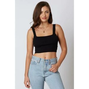 BP Knitted Rib Black Cropped Tank Top size large nwot